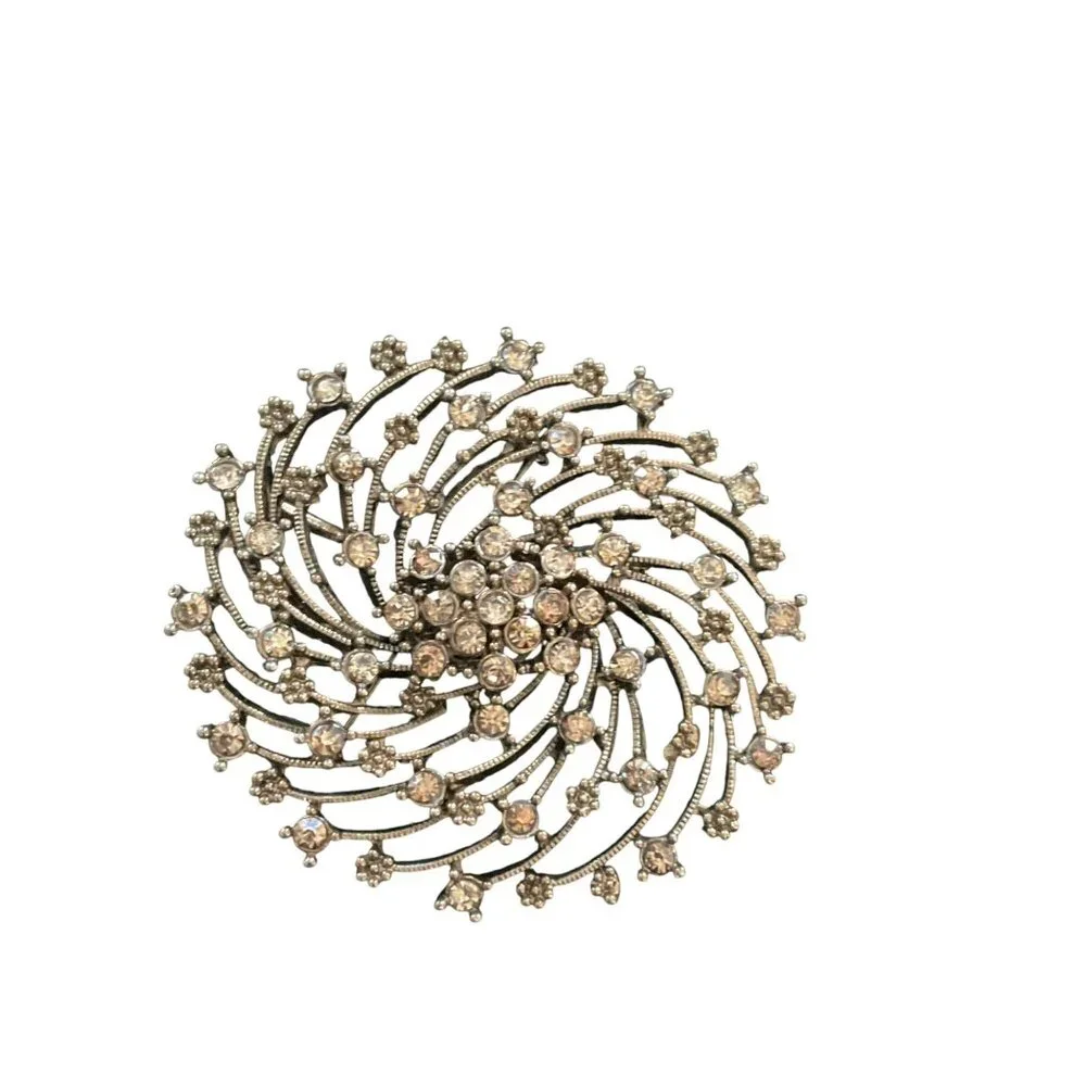 Simply Vera Wang Rhinestone Spiral Brooch Pin Jewelry With Crystal Stones & Meta - Picture 1 of 10